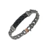 FLAMING TONGUE Leather Link Bracelet with Black Diamonds