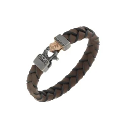 Lash Braided Leather Bracelet with Brown Leather